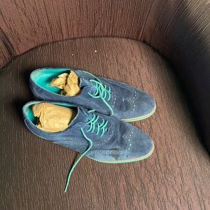Cole Haan navy blue and sea foam heel oxfords